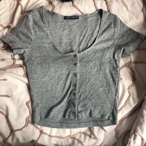 Grey button up brandy Melville t shirt crop